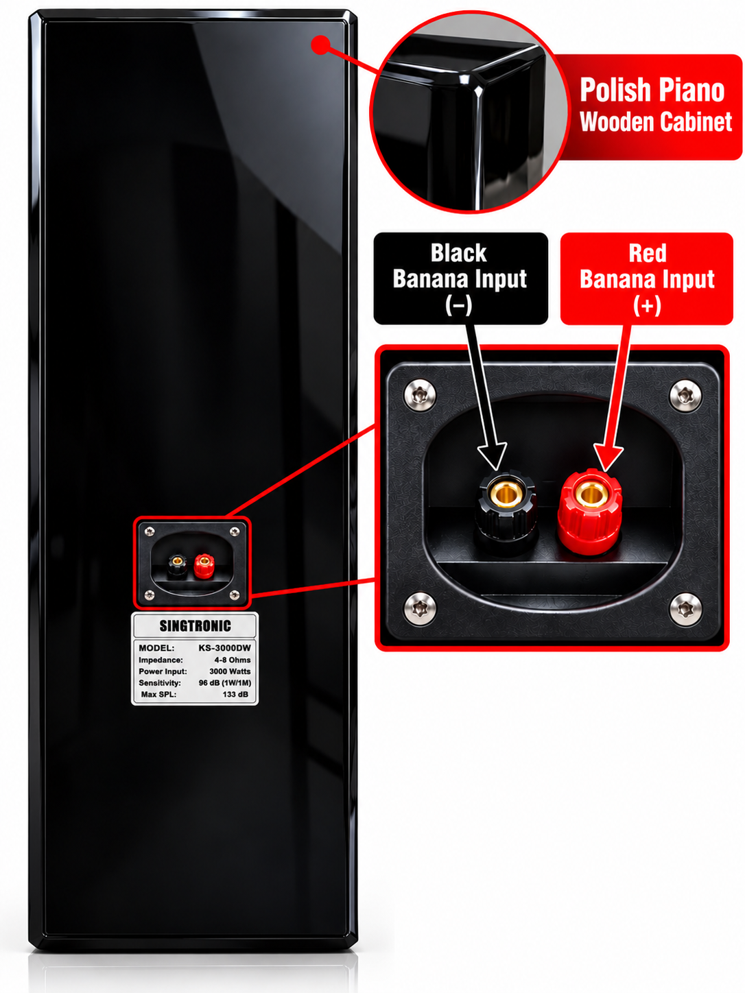 Singtronic KS-3000DW Professional 5000W Vocalist Floor Standing Karaoke Speaker System (Pair)