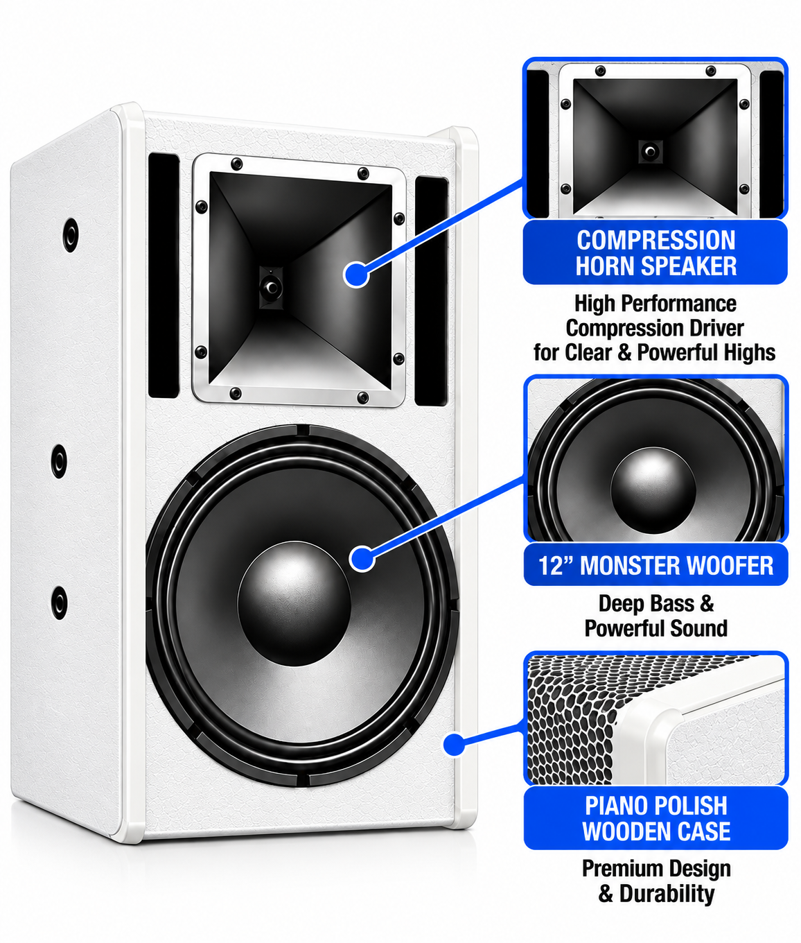 Singtronic KS-5000ProII *White* Professional 5000W Vocalist Karaoke Speaker (Pair)