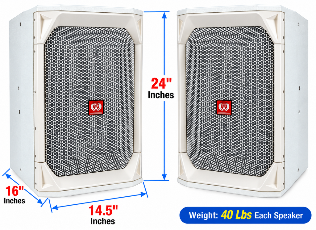 Singtronic KS-5000ProII *White* Professional 5000W Vocalist Karaoke Speaker (Pair)