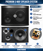Singtronic KS-550S Professional 1500W Vocalist Karaoke Speaker System (Pair)