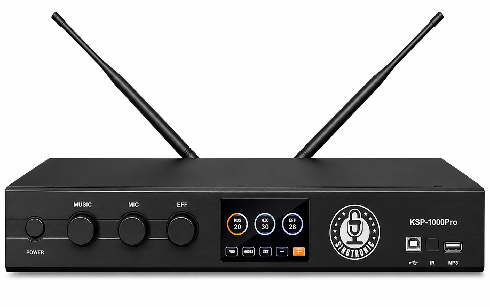 Singtronic KSP-1000Pro Professional 3000W Digital 3 in 1 Karaoke Mixing Amplifier 2 x Anti-feedback Mics.