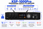 Singtronic KSP-1000Pro Professional 3000W Digital 3 in 1 Karaoke Mixing Amplifier 2 x Anti-feedback Mics.