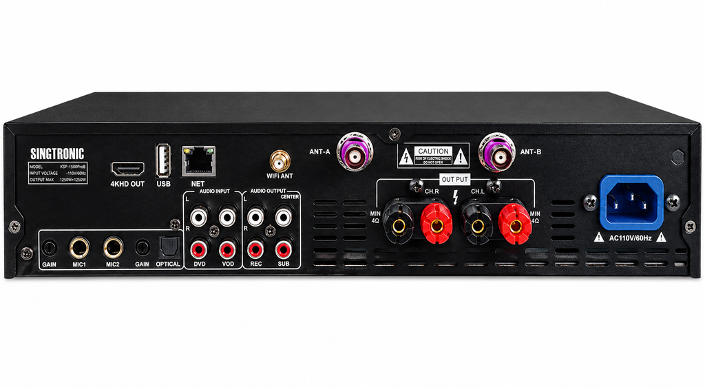 Singtronic KSP-1500ProB Professional 4 in 1 Digital 2500W Karaoke Amplifier W/ Unlimited Youtube Songs by Iphone & Tablets