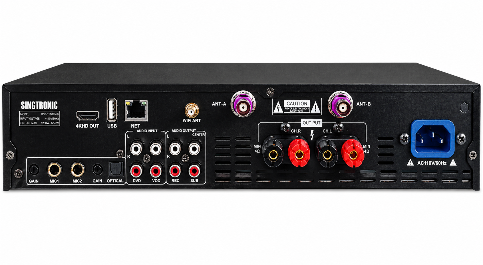 Singtronic KSP-1500ProB Professional 4 in 1 Digital 2500W Karaoke Amplifier W/ Unlimited Youtube Songs by Iphone & Tablets