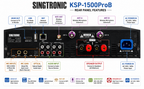Singtronic KSP-1500ProB Professional 4 in 1 Digital 2500W Karaoke Amplifier W/ Unlimited Youtube Songs by Iphone & Tablets
