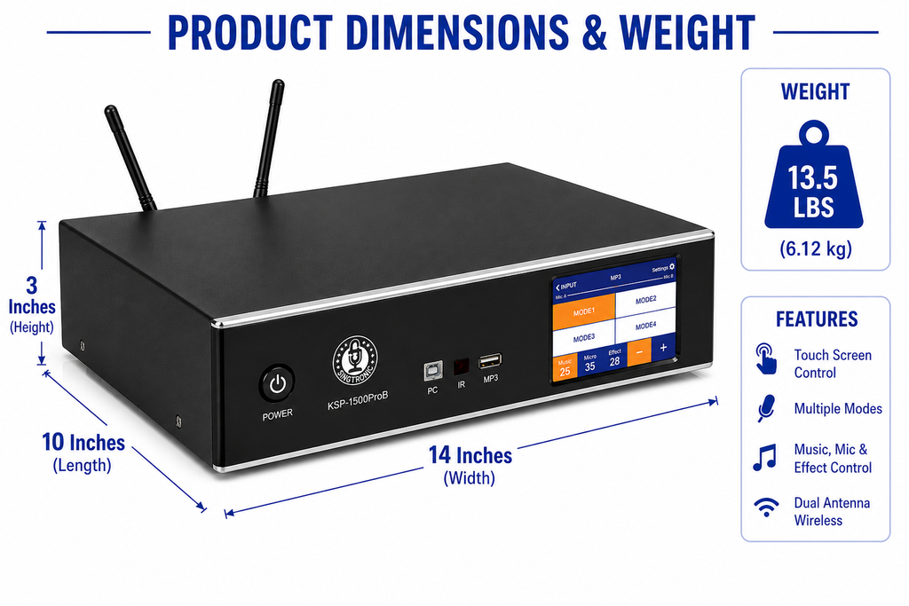 Singtronic KSP-1500ProB Professional 4 in 1 Digital 2500W Karaoke Amplifier W/ Unlimited Youtube Songs by Iphone & Tablets