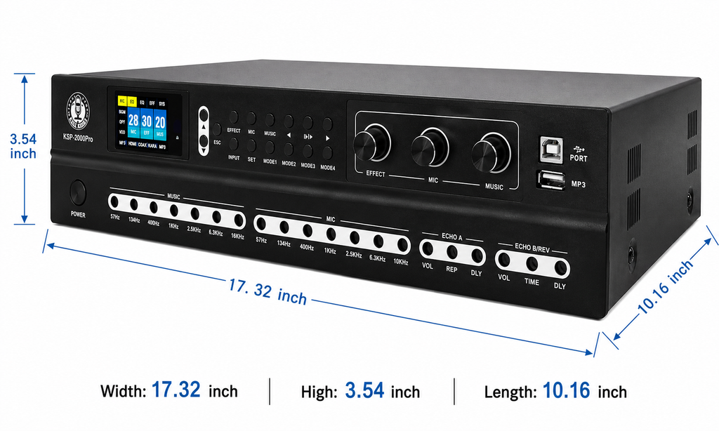 Singtronic KSP-2000Pro Professional Digital 3000W Sound Processor 2 in 1 Mixing Amplifier Karaoke Anti-Feedback