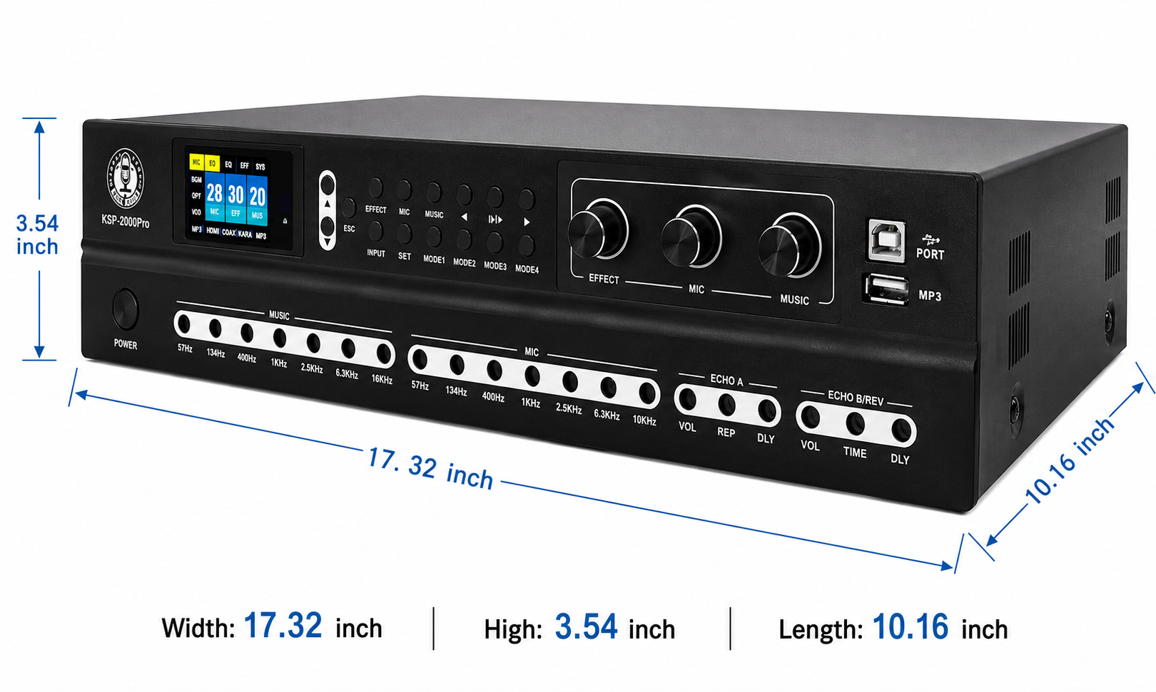 Singtronic KSP-2000Pro Professional Digital 3000W Sound Processor 2 in 1 Mixing Amplifier Karaoke Anti-Feedback