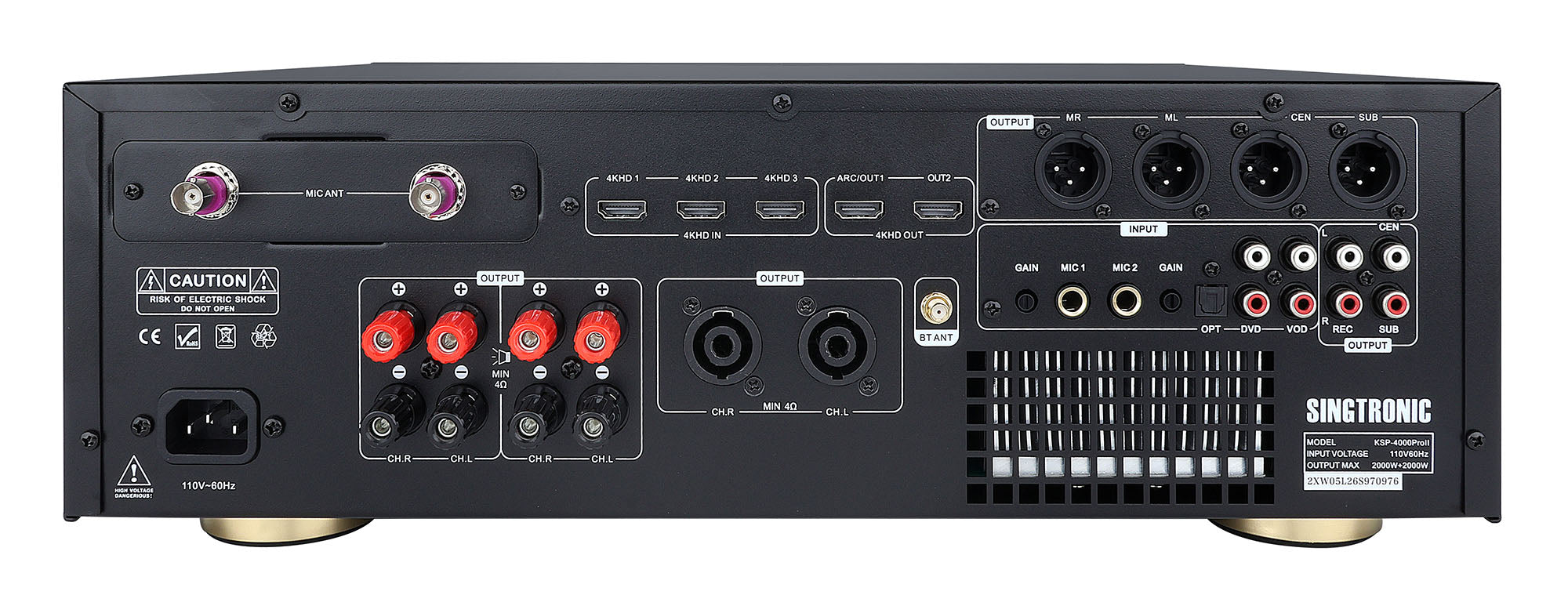 Singtronic KSP-4000ProII Professional 3 in 1 Digital 4000W Karaoke Sound Processor Amplifier Touch Screen
