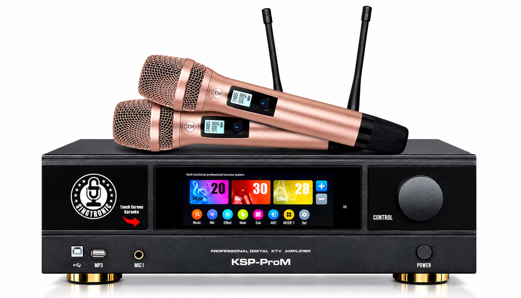 SINGTRONIC KSP-ProM Professional Digital Karaoke Amplifier with Touchscreen, HDMI ARC, DSP & Wireless Microphone System