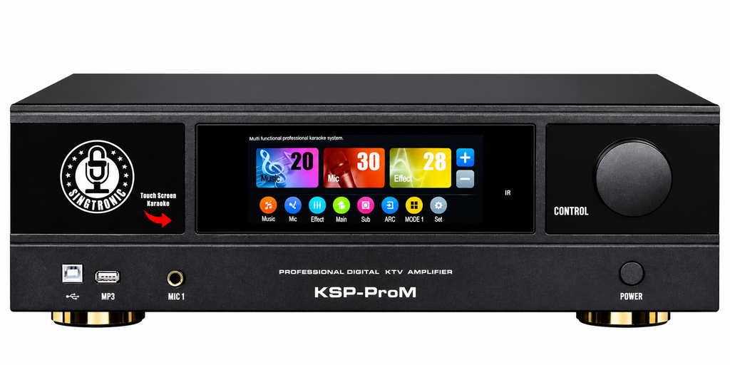 SINGTRONIC KSP-ProM Professional Digital Karaoke Amplifier with Touchscreen, HDMI ARC, DSP & Wireless Microphone System