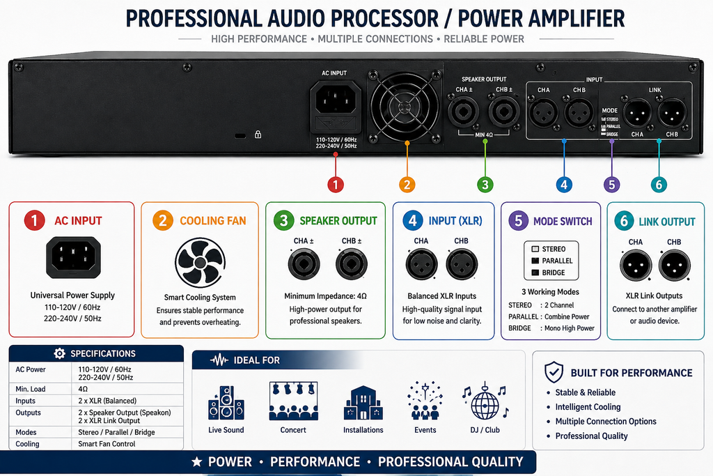 Singtronic PA-3000Pro Professional 2000W + 2000W Digital Class D Power Ampliifier