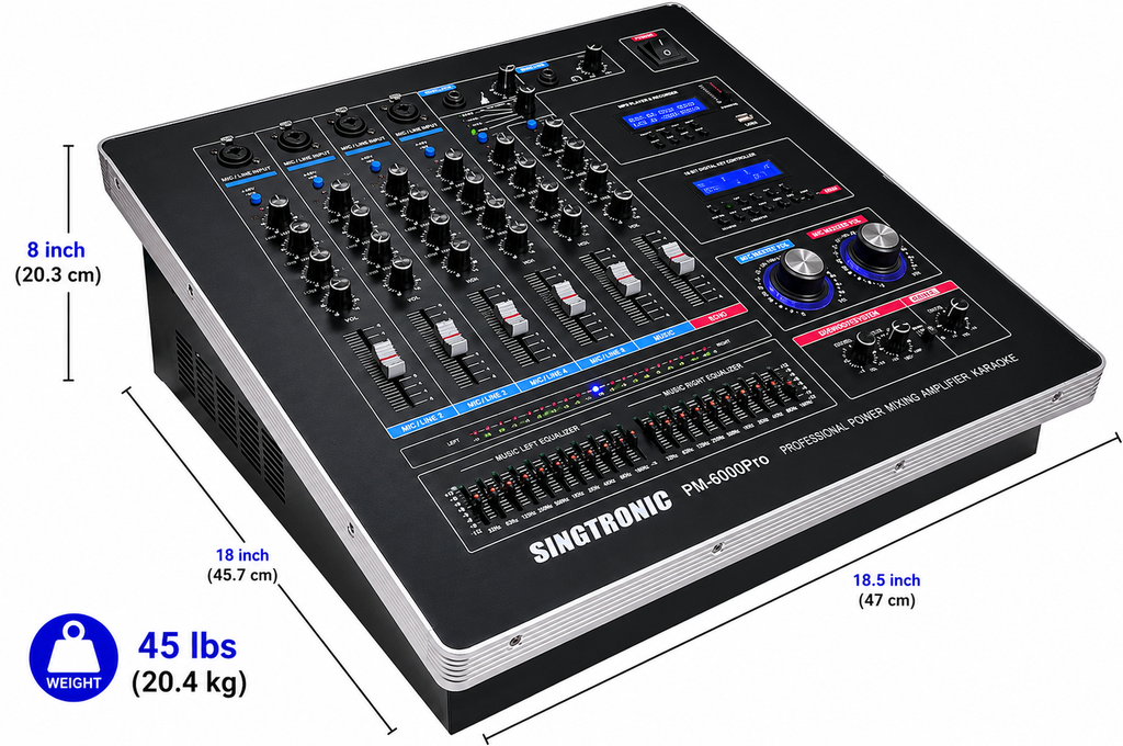 Singtronic PM-6000Pro Professional 6000W Digital Console Mixing Board Karaoke Amplifier