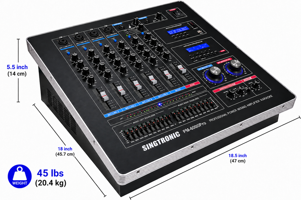 Singtronic PM-6000Pro Professional 6000W Digital Console Mixing Board Karaoke Amplifier