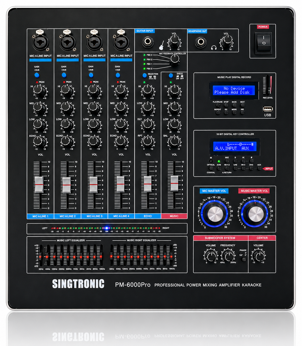 Singtronic PM-6000Pro Professional 6000W Digital Console Mixing Board Karaoke Amplifier