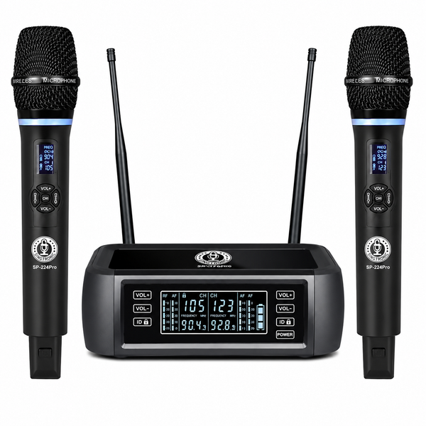 Singtronic SP-224Pro Digital 2 x Wireless Microphone Karaoke System Operated 100% by Batteries