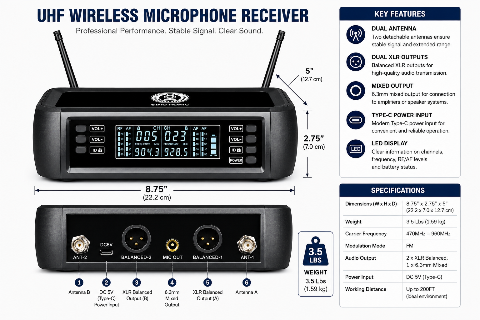 Singtronic SP-224Pro Digital 2 x Wireless Microphone Karaoke System Operated 100% by Batteries
