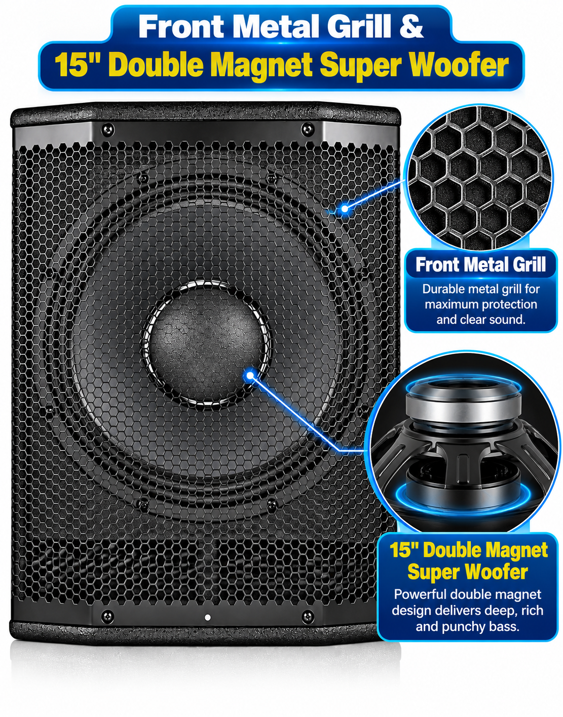 Singtronic SW-1000Pro Professional 1000W Active Power Subwoofer Built in 15" Inches Woofer Top of the Line