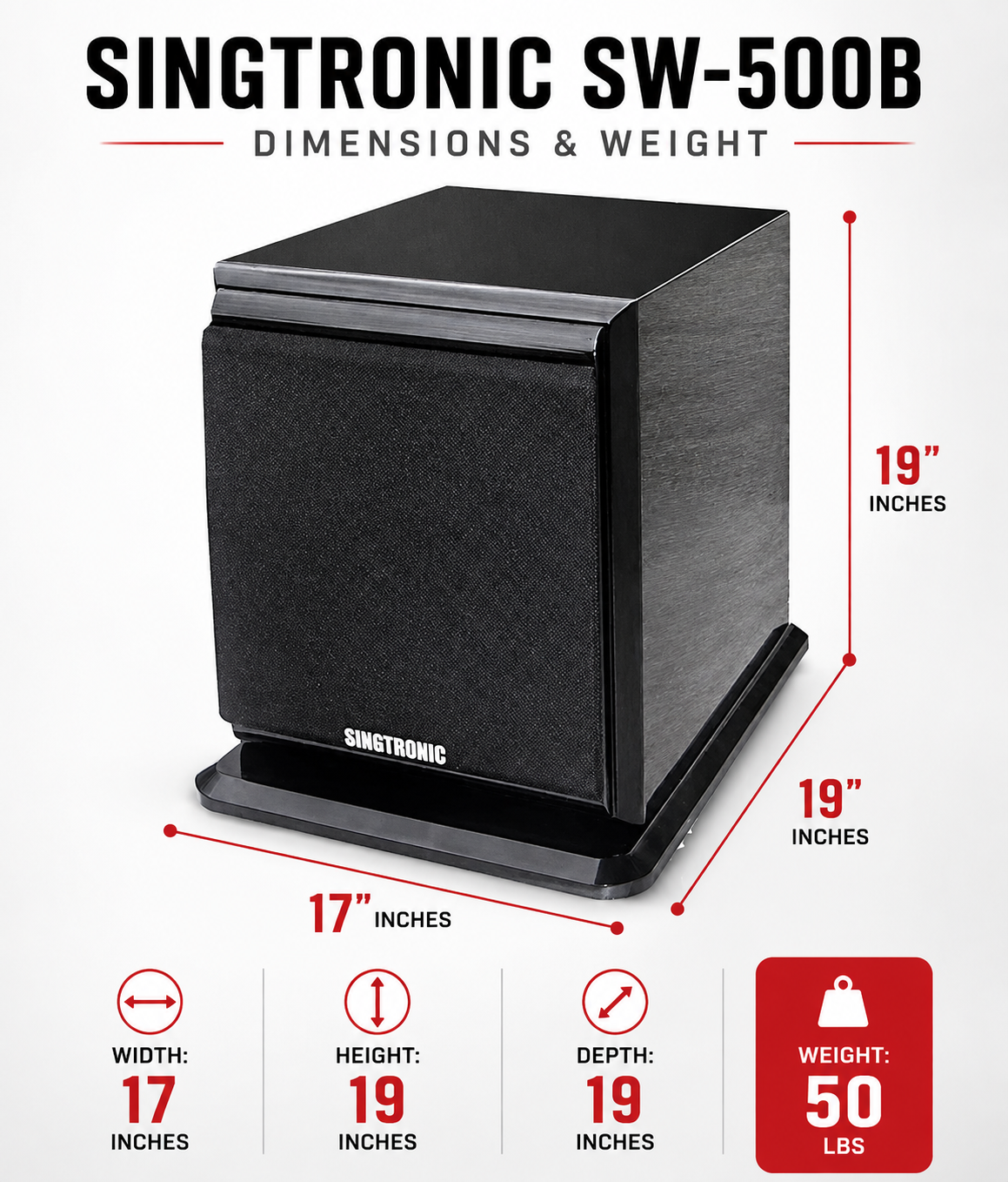 Singtronic SW-500B Professional Power 500 WattsS Pre-Amplifier Sub-Woofer both XLR & RCA Input