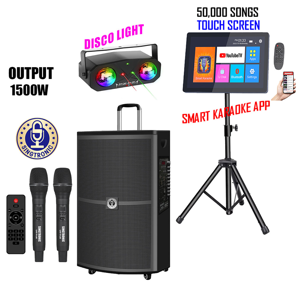 Singtronic BT-1500DSP Professional 15" Karaoke Speaker + KTV-ProK Hard Drive Player Select Songs by Apk.
