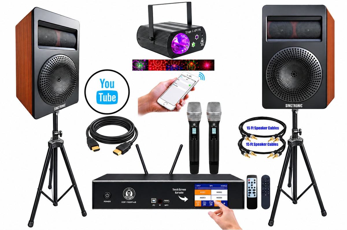 Singtronic 2500W Professional Complete 4 in 1 Karaoke System by Iphone / Ipad & Tablets PC