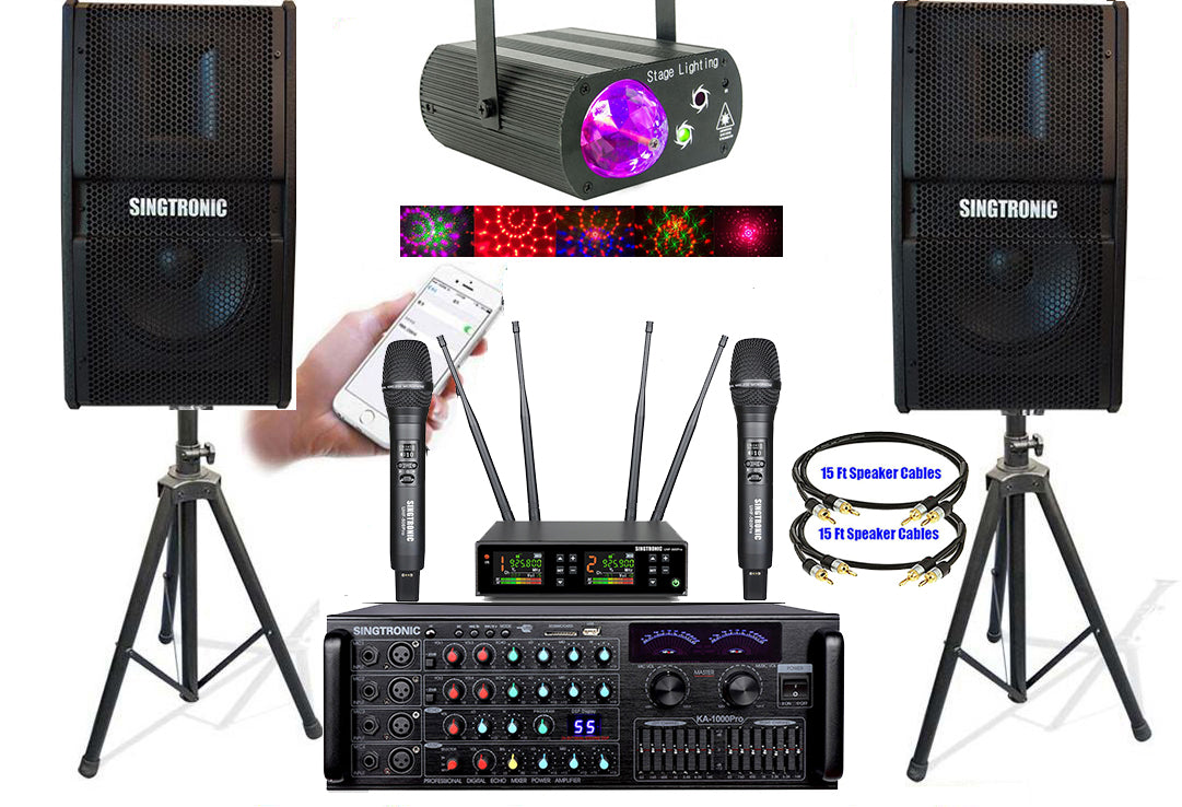 Singtronic Professional Youtube Karaoke System 3000W Built in 16 Channels Equalizer, Optical, Rechargeable Battery
