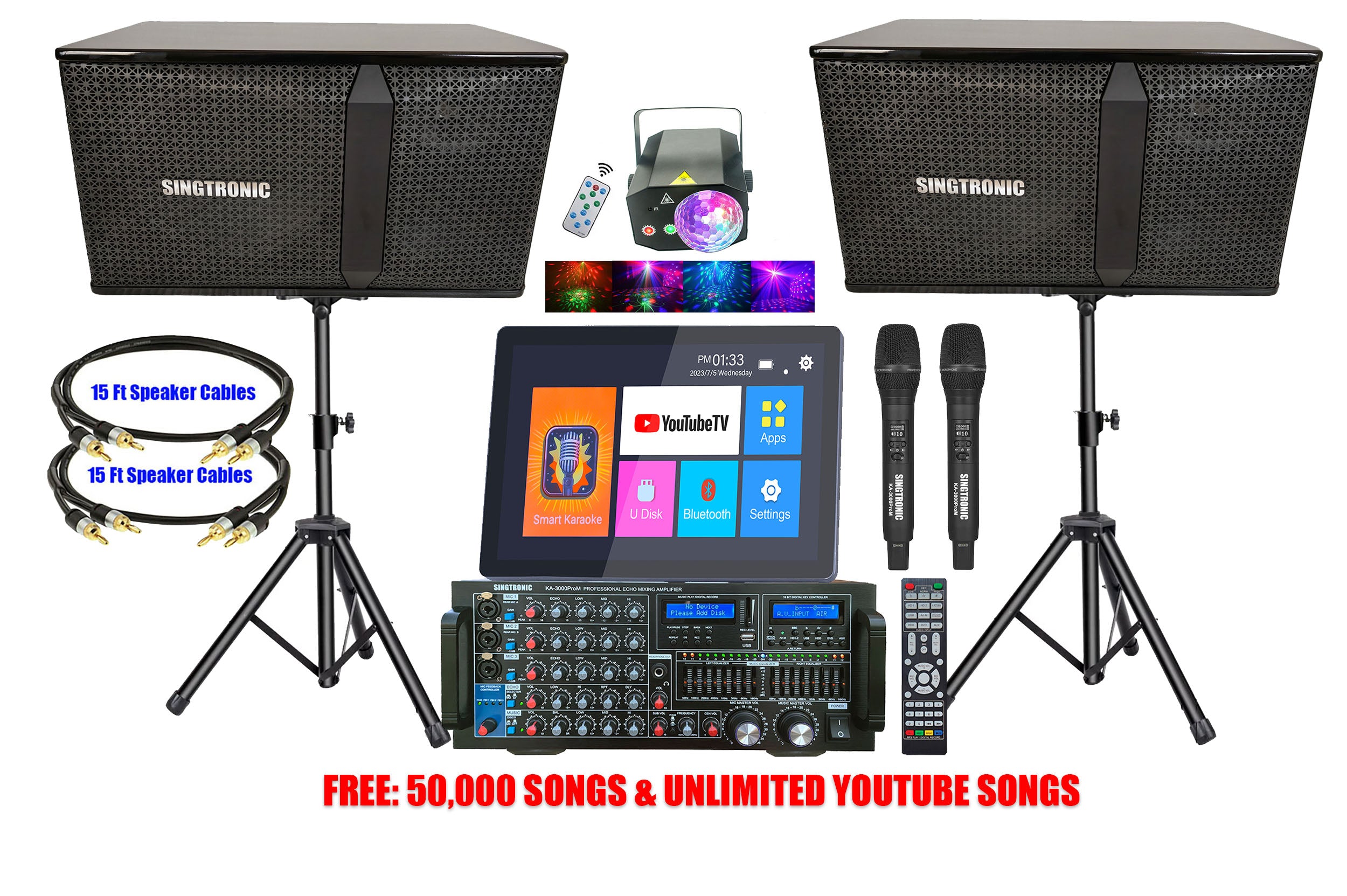 Complete Karaoke System Professional 3000W Built in Anti-Feedback Mics and 21" Touch Screen Smart Karaoke