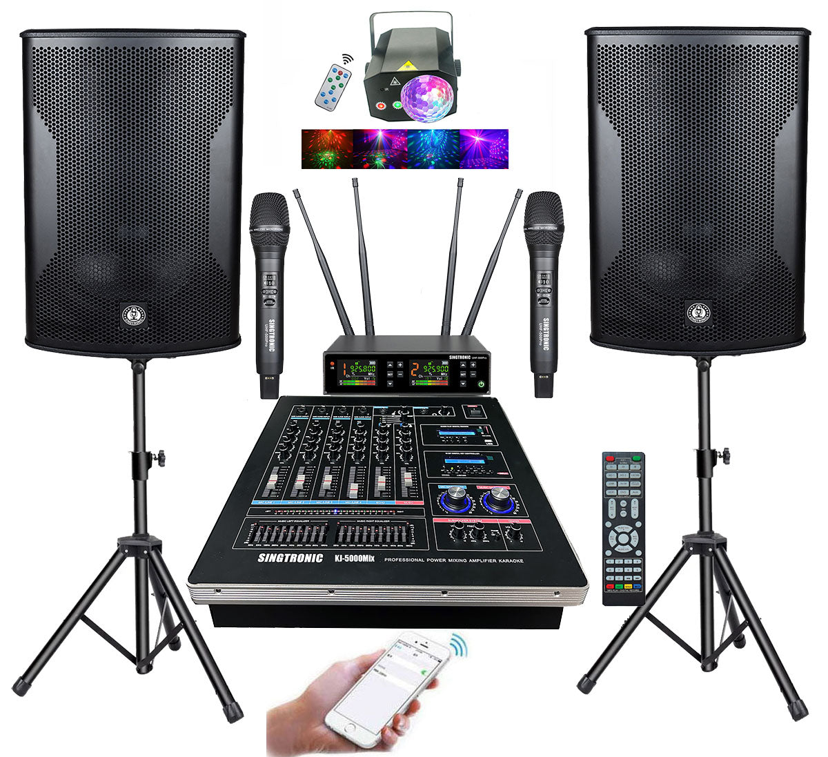 Singtronic Professional KJ/DJ Karaoke System 4000W via Youtube Songs by Iphone & Tablets