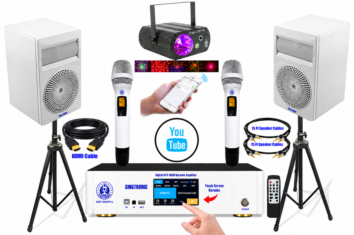 Singtronic Complete Digital 3000W Youtube Karaoke System Select Songs by Phone Apps