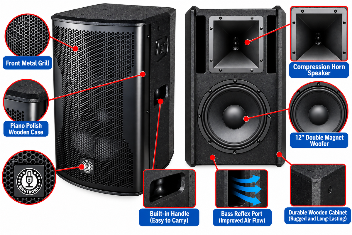 Singtronic TX-12DSP Professional 4000W Self-Power Karaoke Speaker System (Pair)