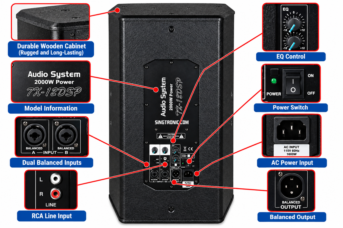 Singtronic TX-12DSP Professional 4000W Self-Power Karaoke Speaker System (Pair)
