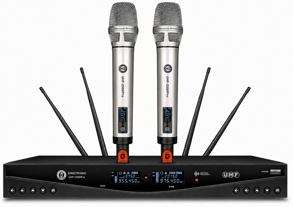 Singtronic UHF-2000Pro Professional Dual UHF PLL True Diversity Wireless Microphone Karaoke System