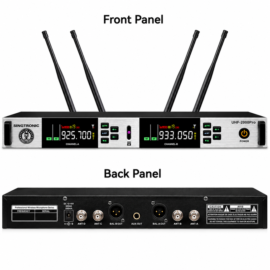 Singtronic UHF-2000Pro (Black) Professional Dual UHF True Diversity Wireless Microphone System