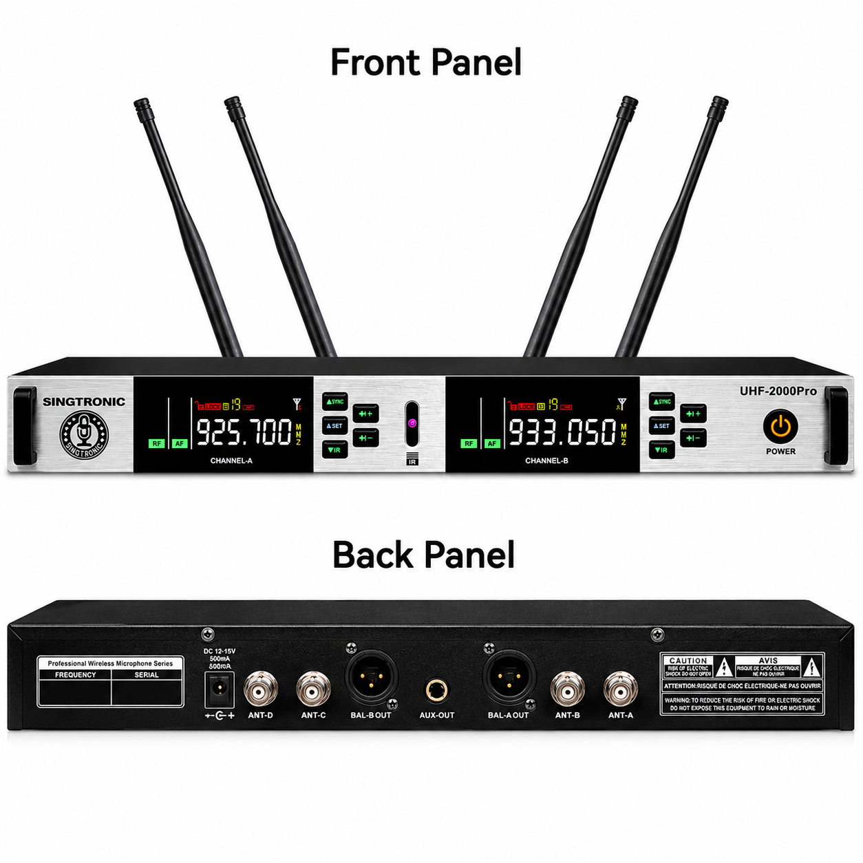 Singtronic UHF-2000Pro (Black) Professional Dual UHF True Diversity Wireless Microphone System