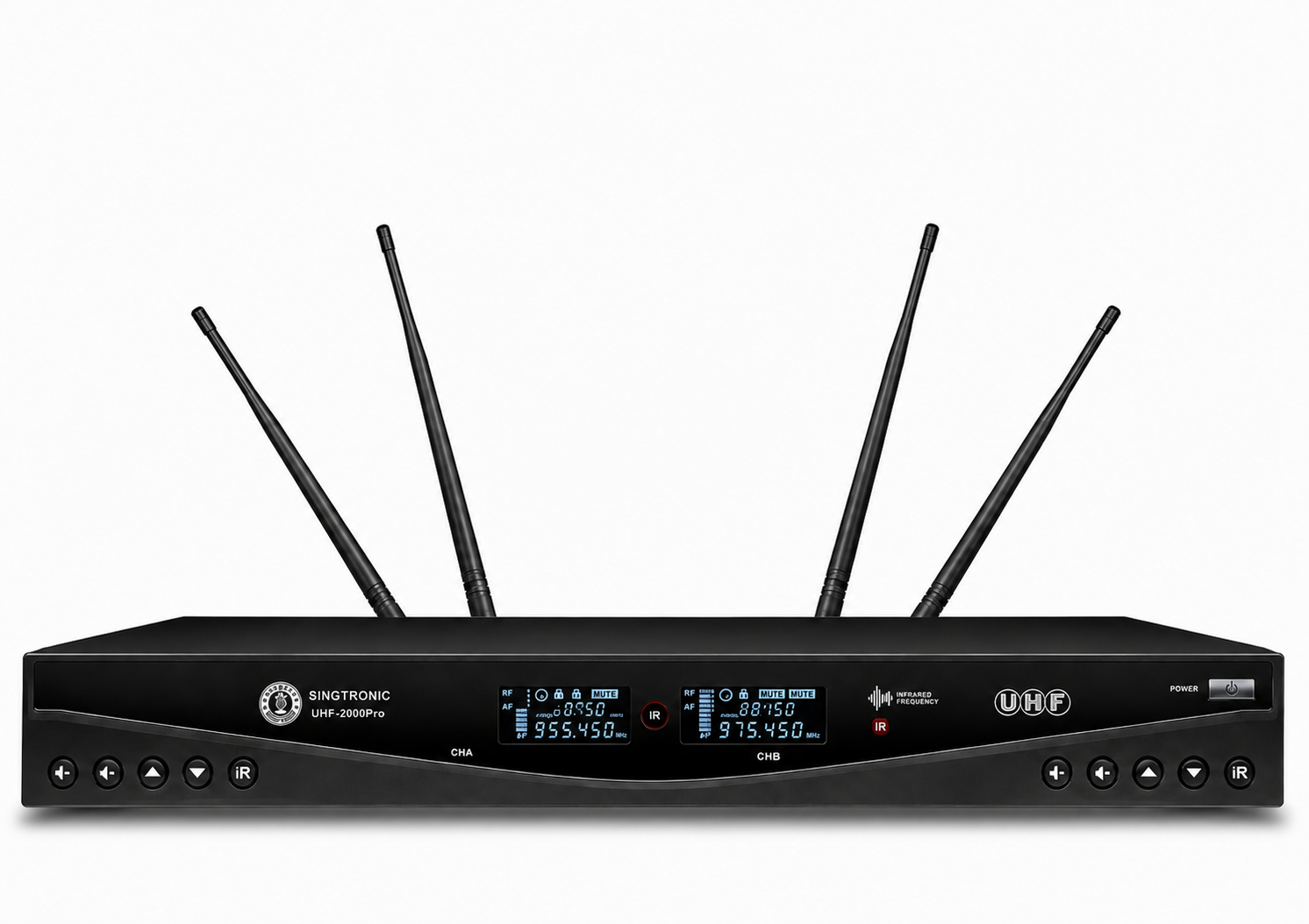 Singtronic UHF-2000Pro Professional Dual UHF PLL True Diversity Wireless Microphone Karaoke System