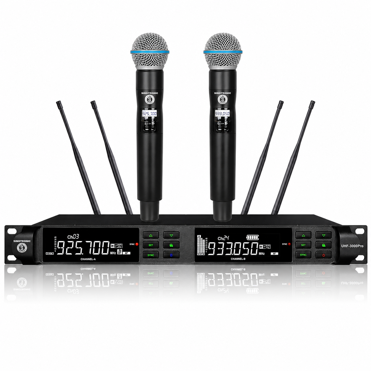 Singtronic UHF-3000Pro Professional True Diversity 2 x Wireless Microphone