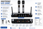 Singtronic UHF-350BT Professional Digital 2 x Wireless Microphone Karaoke Built in Echo Control