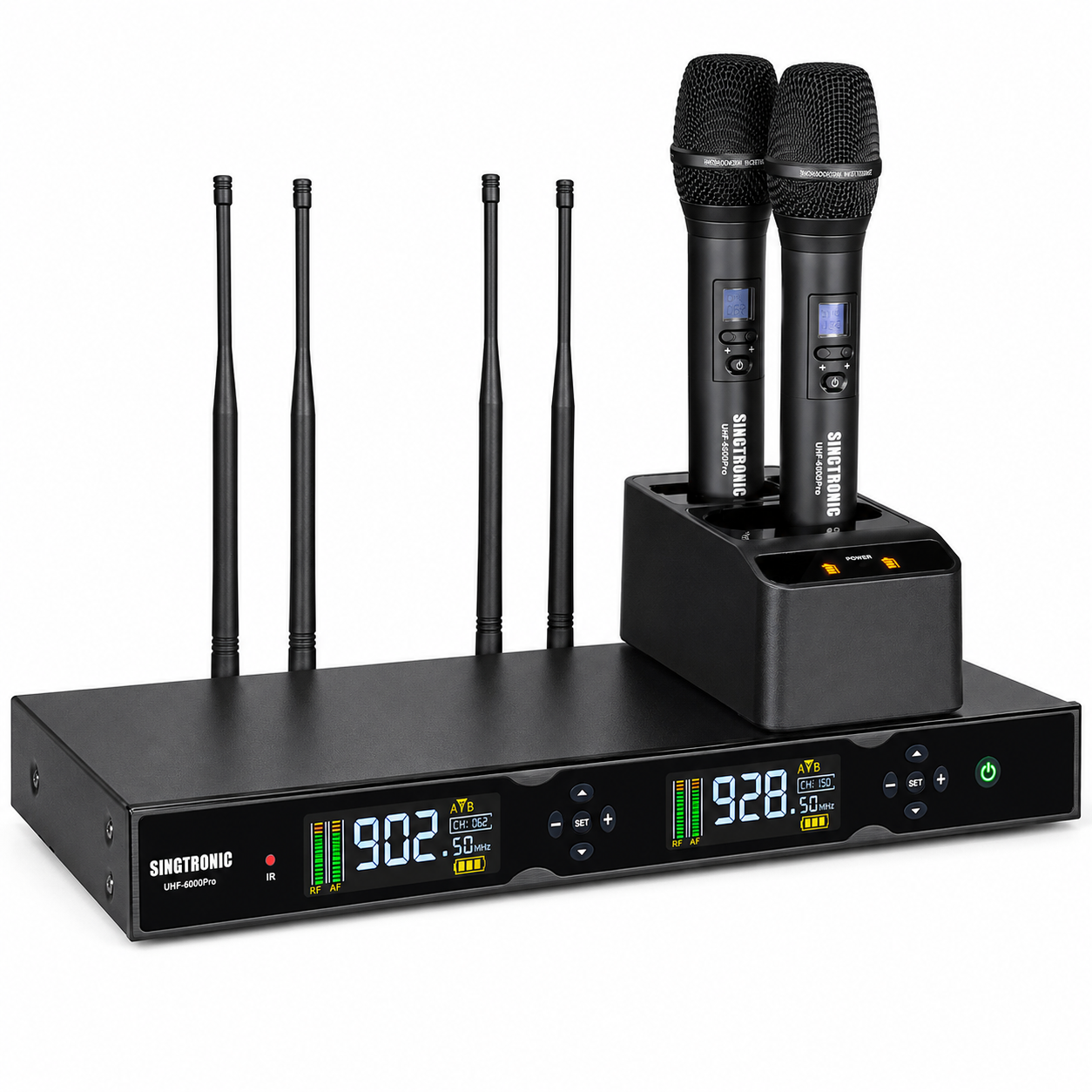 Singtronic UHF-6000Pro Professional Rechargeable Digital True Diversity Wireless Microphone System