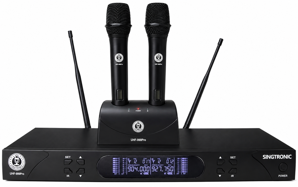 Singtronic UHF-999Pro Professional Dual UHF Rechargeable Wireless Microphones Karaoke System