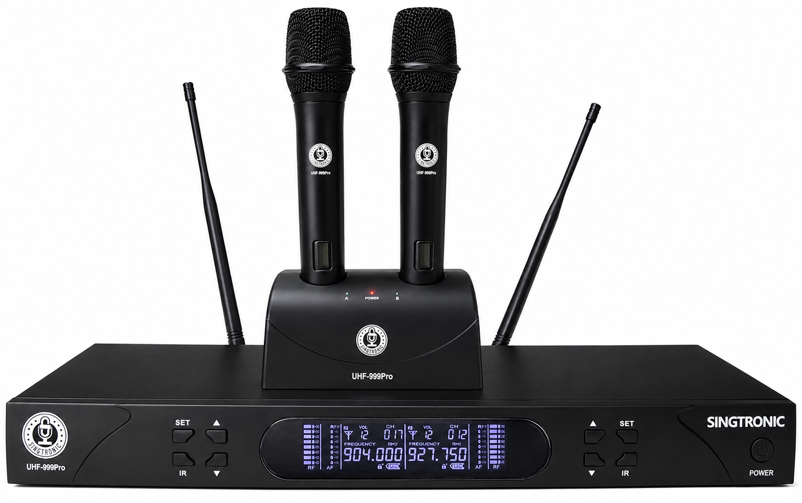 Singtronic UHF-999Pro Professional Dual UHF Rechargeable Wireless Microphones Karaoke System