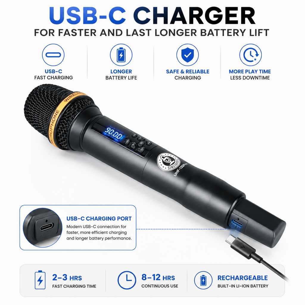 Singtronic UHF-135Pro Digital Portable 2 x Wireless Microphone Karaoke Built in Echo Volume