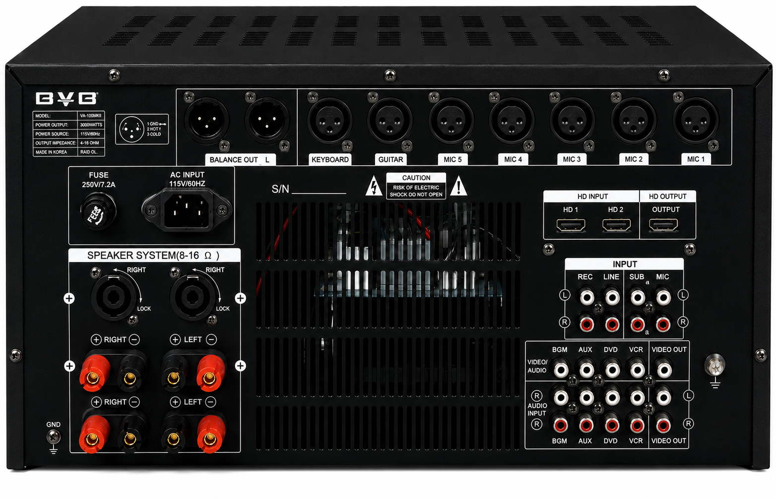 BVB VA-100MKII Professional KJ/DJ 3000W Mixing Amplifier Karaoke Built in Bluetooth & EQ