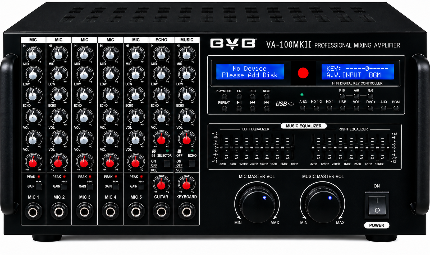 BVB VA-100MKII Professional KJ/DJ 3000W Mixing Amplifier Karaoke Built in Bluetooth & EQ