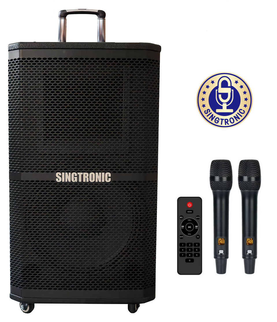 Singtronic BT-1200DSP Professional Rechargeable DSP 12" Karaoke 1200W Speaker With 2 UHF Wireless Mic.