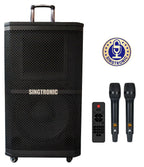 Singtronic BT-1200DSP Professional Rechargeable DSP 12" Karaoke 1200W Speaker With 2 UHF Wireless Mic.
