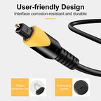 Digital 10ft Optical Audio Cable Tosklink to Tosklink Optical Fiber Optic Cable