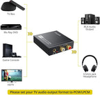 Digital Optical to Analog Converter, 3.5mm to RCA & Volume Control w/ Optical Cable