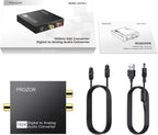 Digital Optical to Analog Converter, 3.5mm to RCA & Volume Control w/ Optical Cable