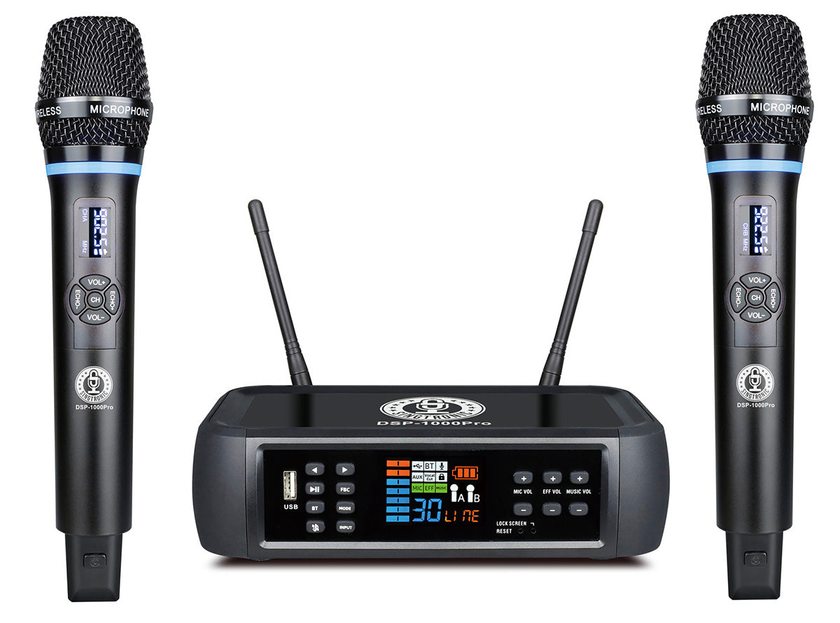 Singtronic DSP-1000Pro Rechargeable Digital DSP Karaoke Mixer Free: 2 x Wireless Microphones
