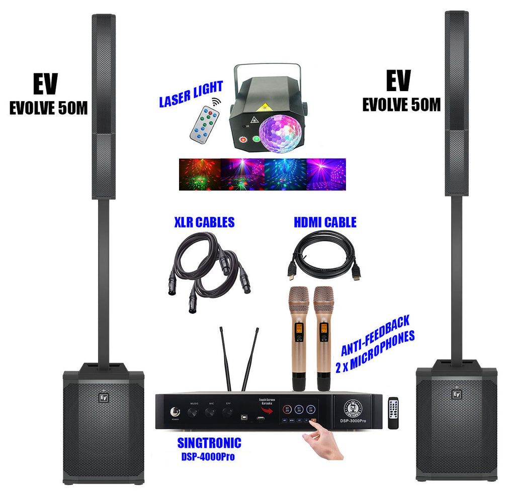 EV Evolve 50M PA Module (Pair) + Singtronic DSP-4000Pro Professional Complete Karaoke System